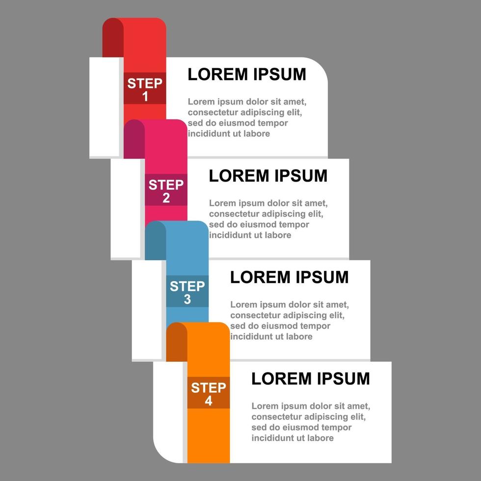 Square item divided to four parts. Lorem Ipsum. Vector in flat design