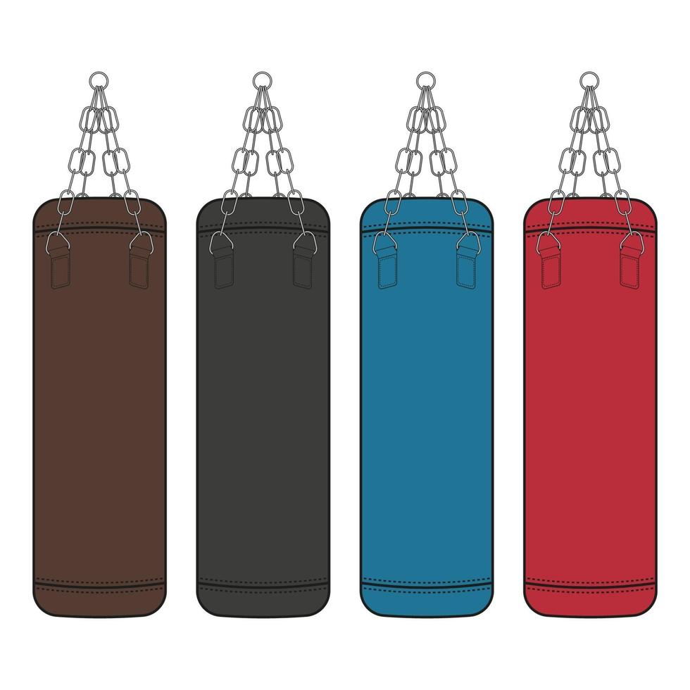 Set of boxing bag. Vector illustration in flat design