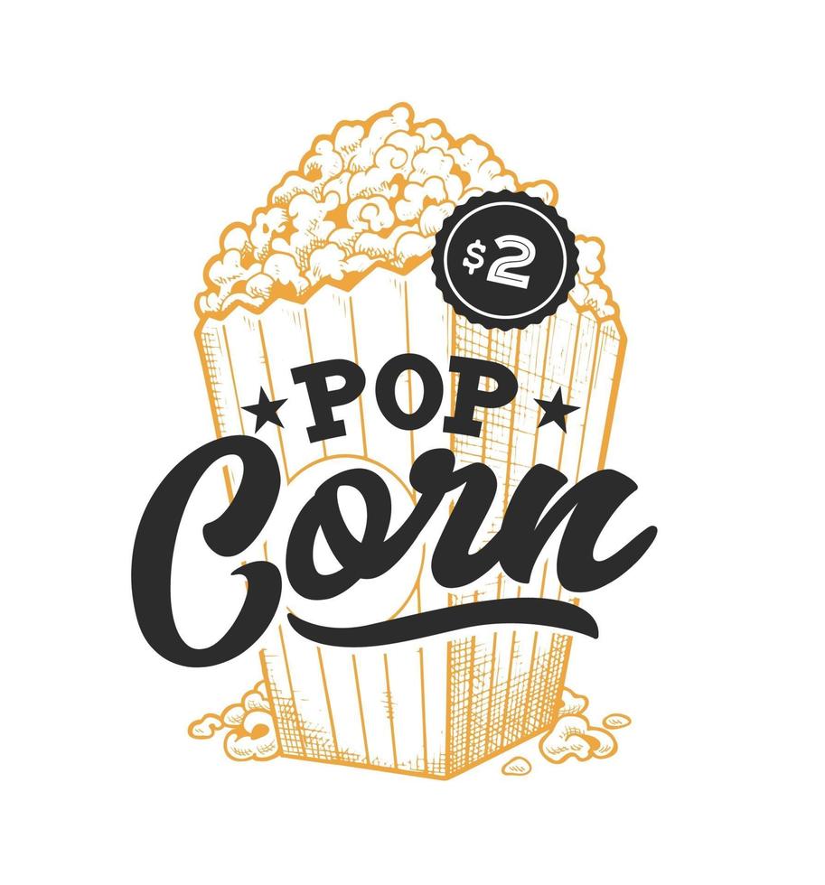 Pop Corn Retro Emblem vector