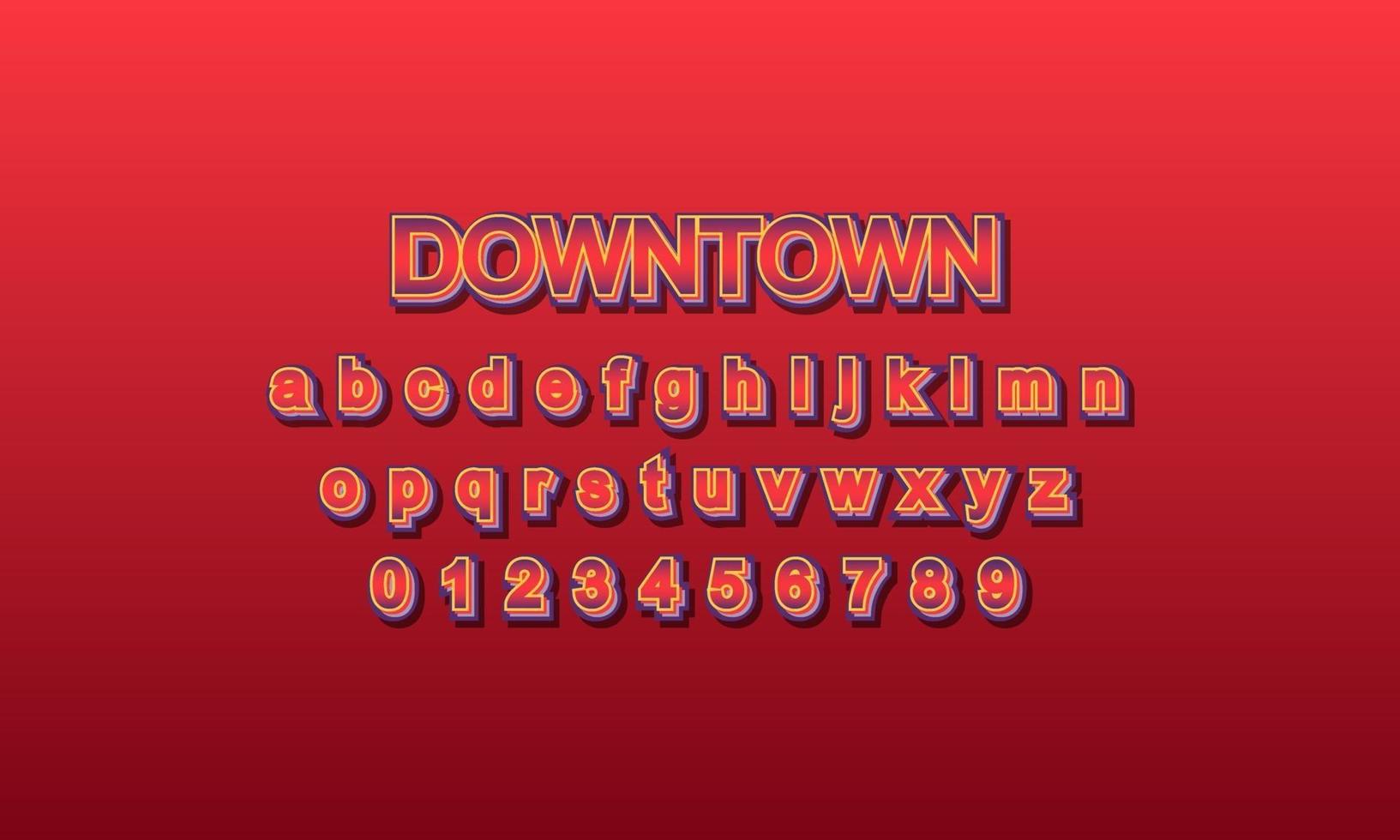 downtown font alphabet vector