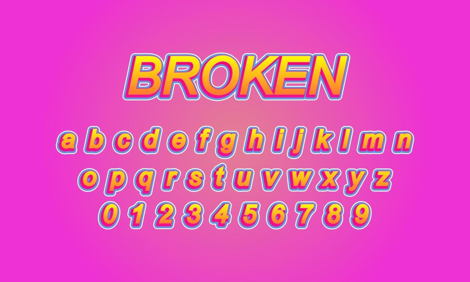 broken font alphabet vector