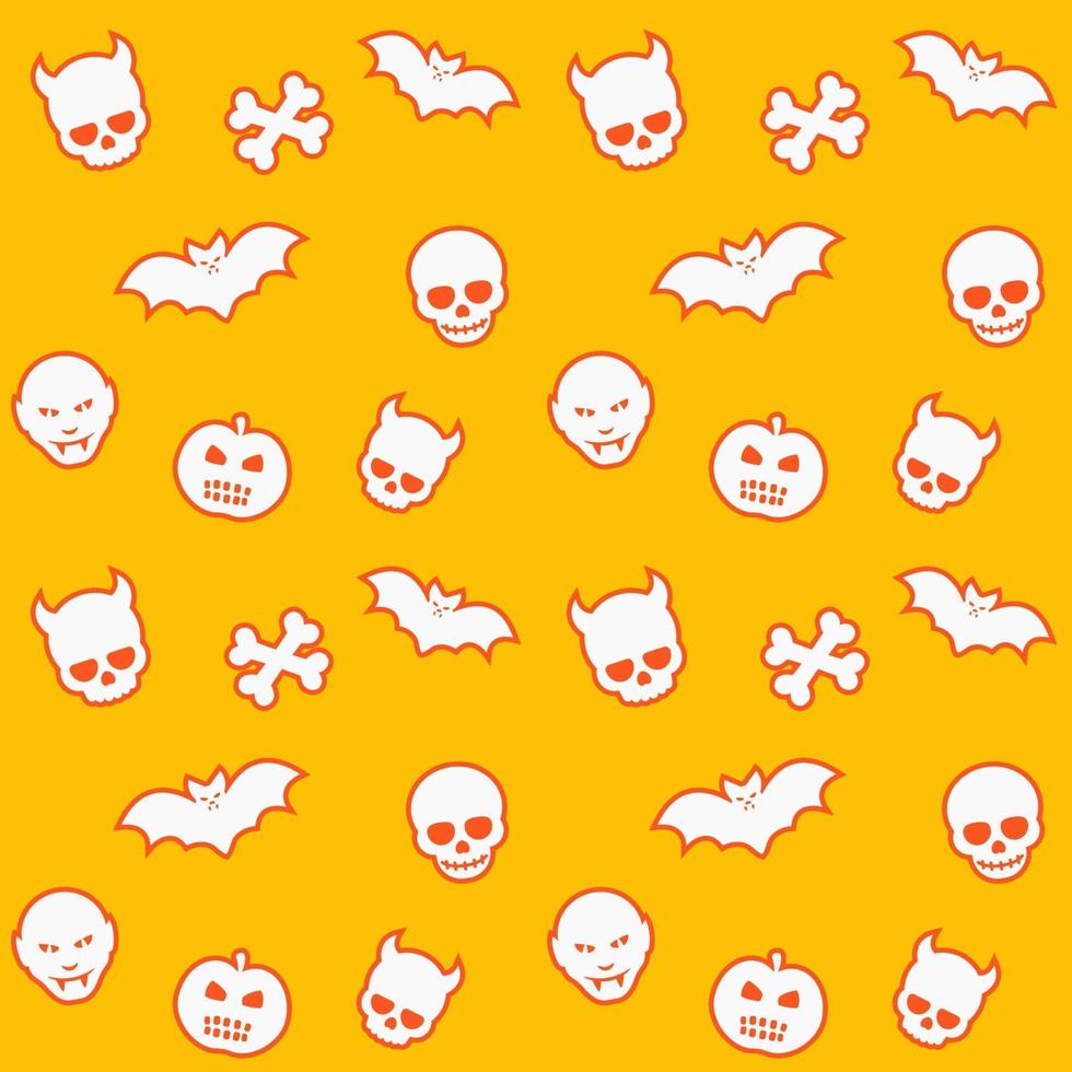halloween seamless pattern with skulls, bats, pumpkins, vampires vector