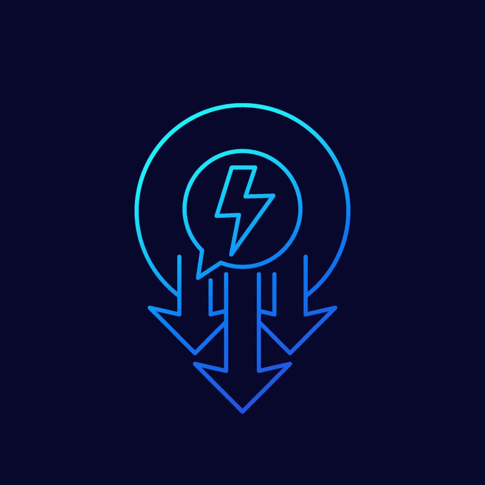 power consumption down line vector icon