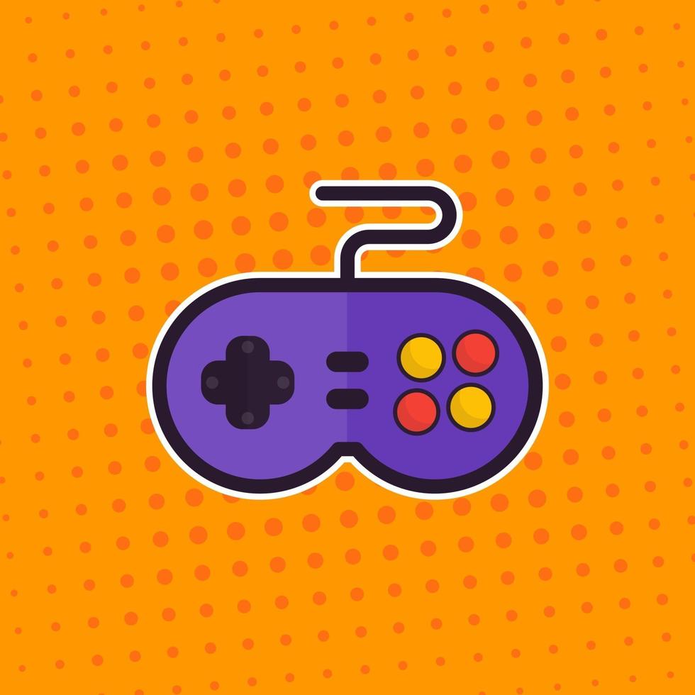 gamepad, retro game controller vector sticker