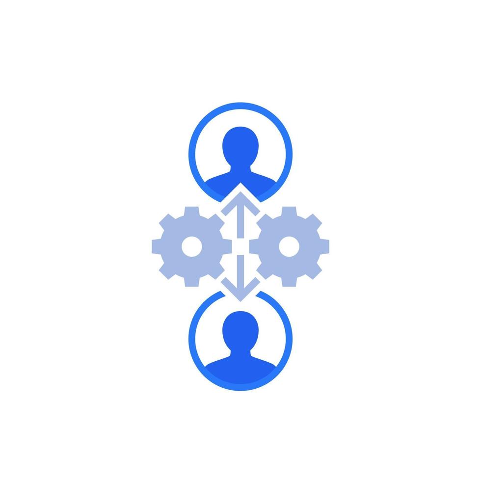 people interaction icon with gears vector