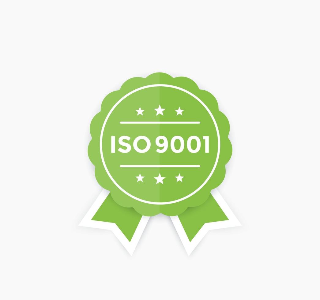 Insignia ISO 9001, etiqueta vectorial vector