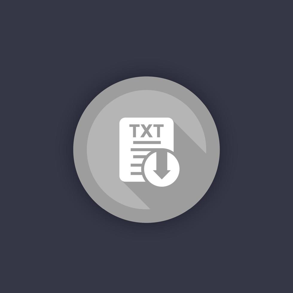 TXT file download icon, round vector button