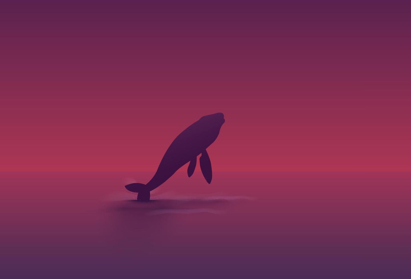 humpback whale jumping in the ocean at sunset vector