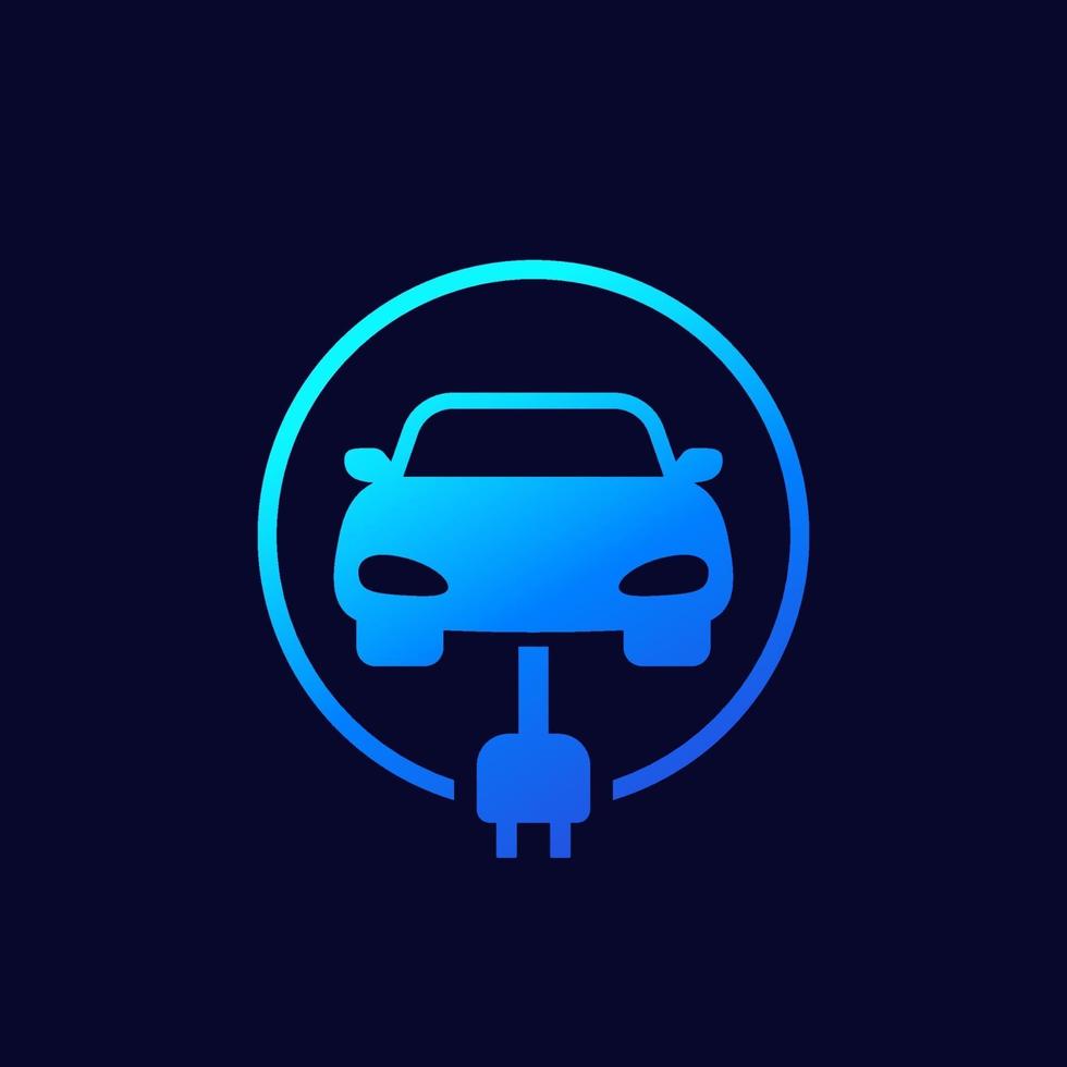 electric car with plug, ev charging station icon vector