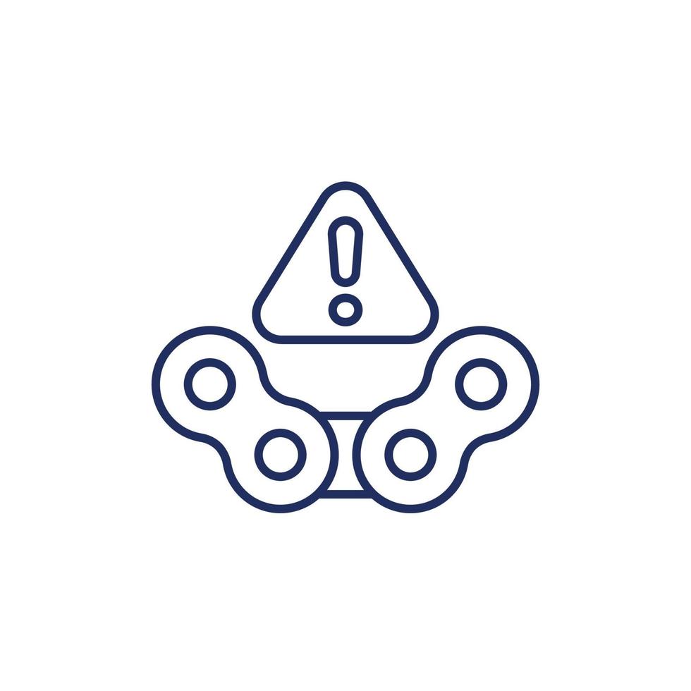 bike chain and warning line icon vector