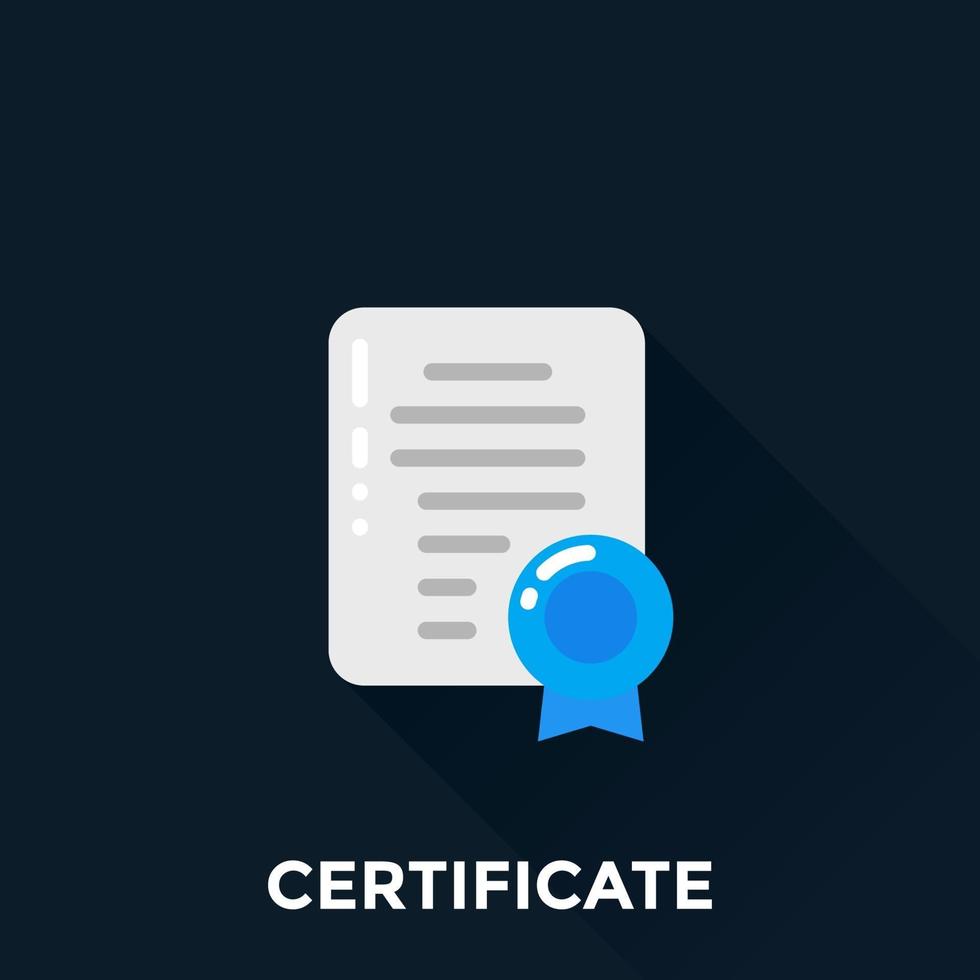 icono de certificado, estilo plano vector