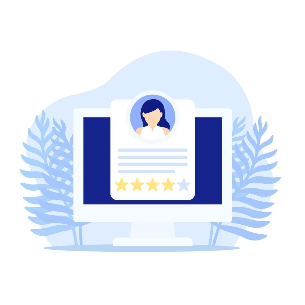 employee review, HR software vector icon