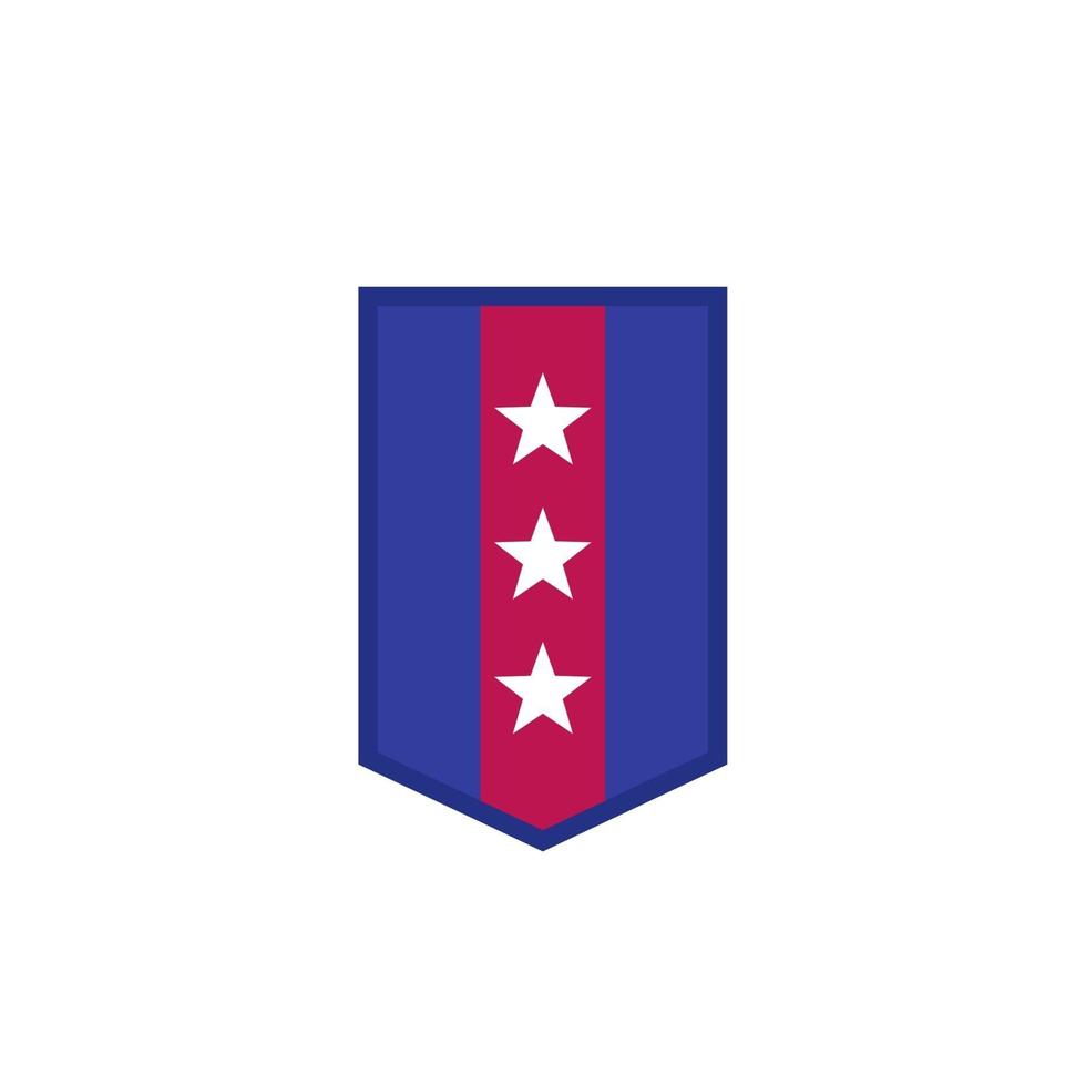 Military rank, army epaulette with three stars vector