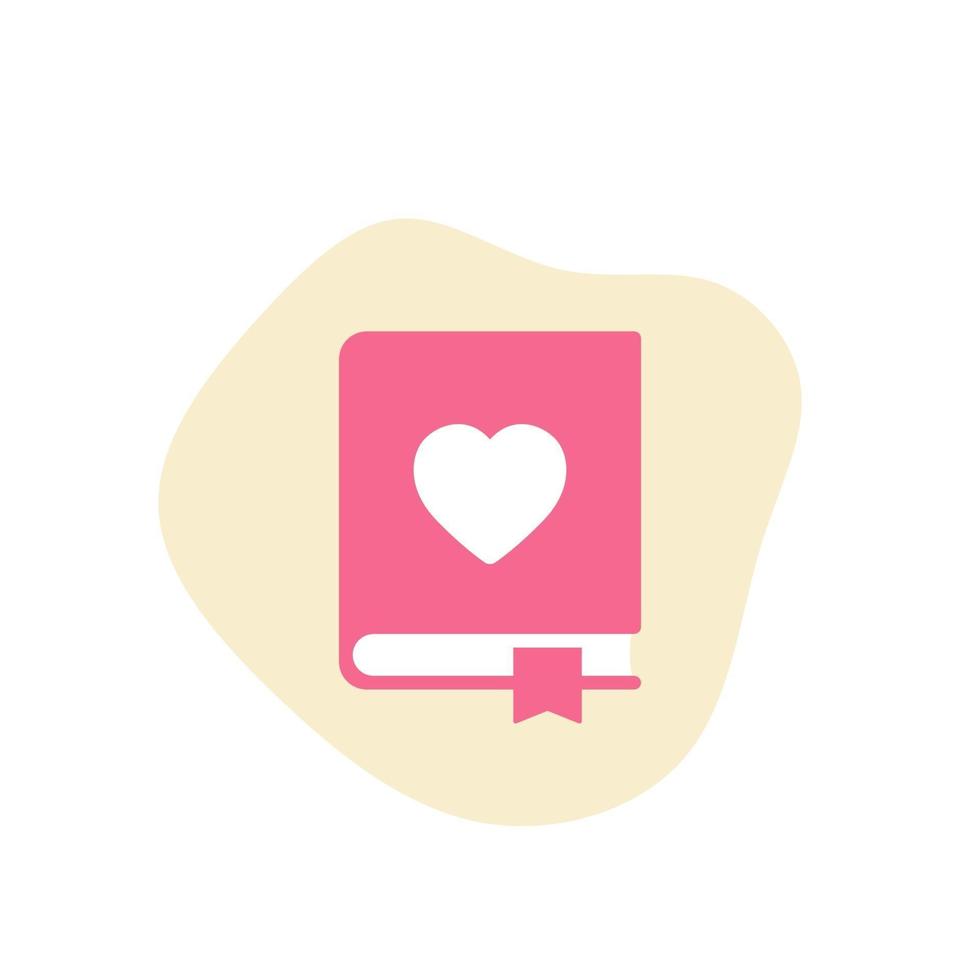 icono de diario de amor, vector plano