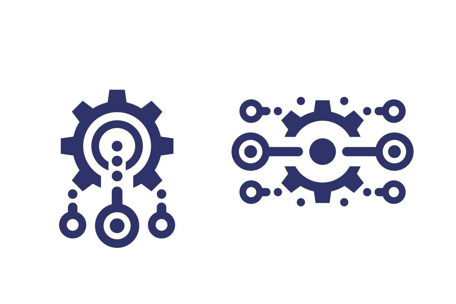 Integration, optimization vector icons on white