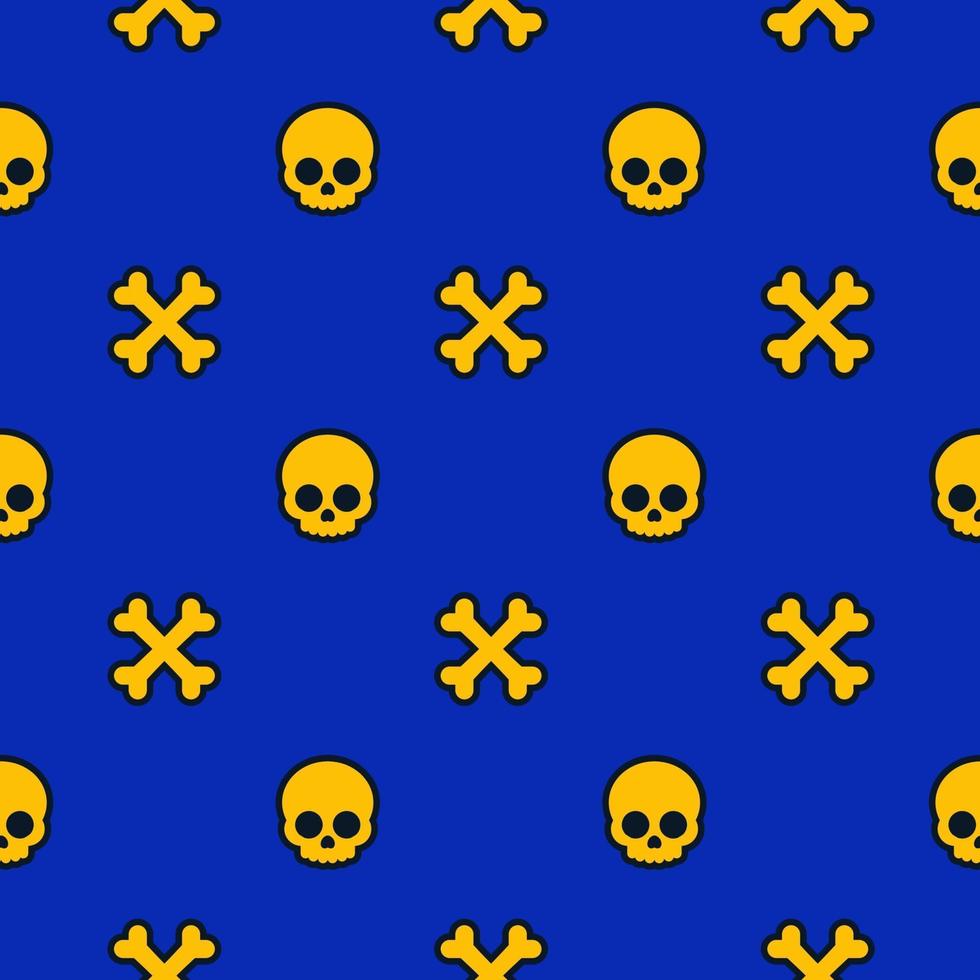 pattern with skulls and bones, halloween background vector