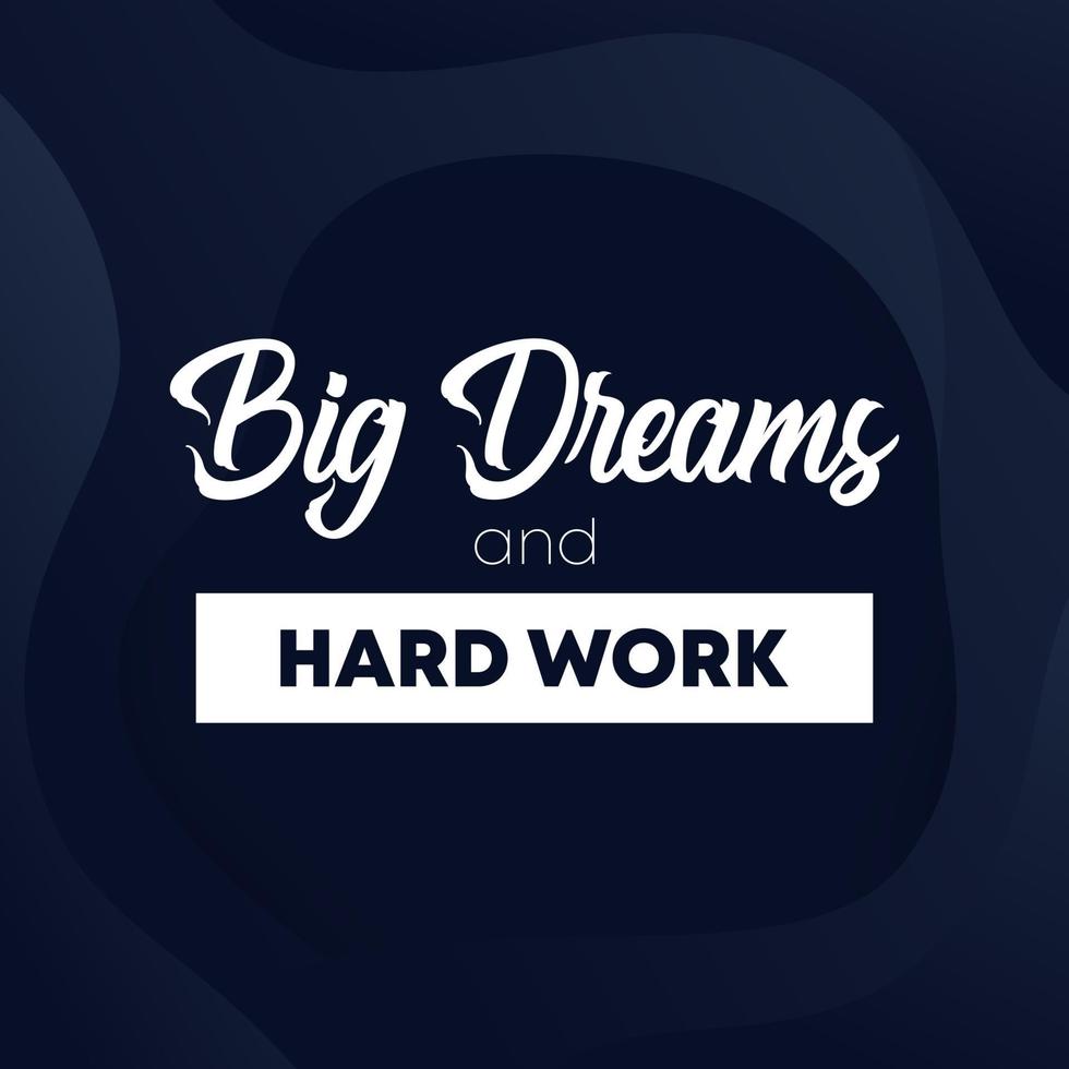 Big Dreams and hard work, motivational poster design vector