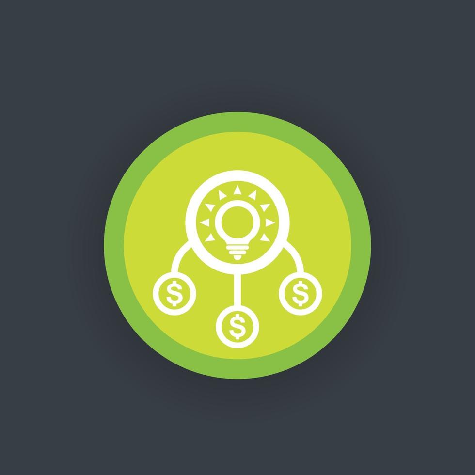 crowdfunding, contributions in idea icon vector