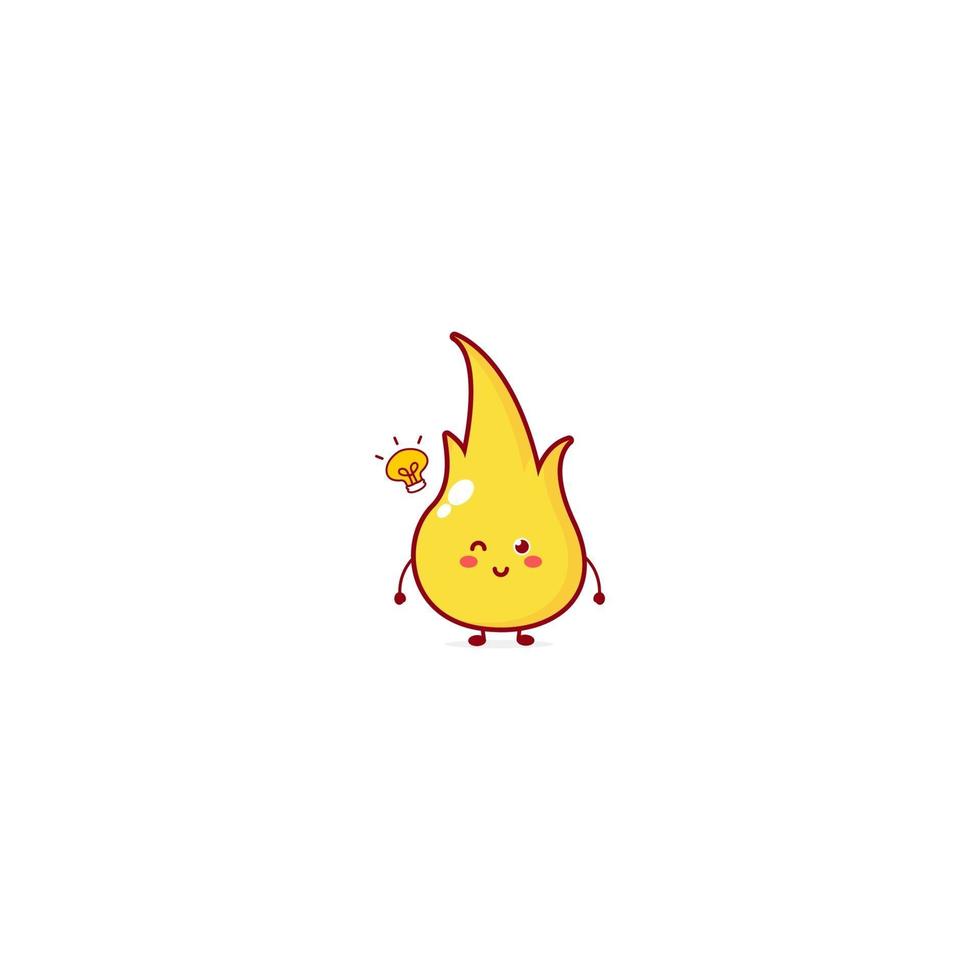 Cute fire character illustration smile happy mascot logo kids play vector