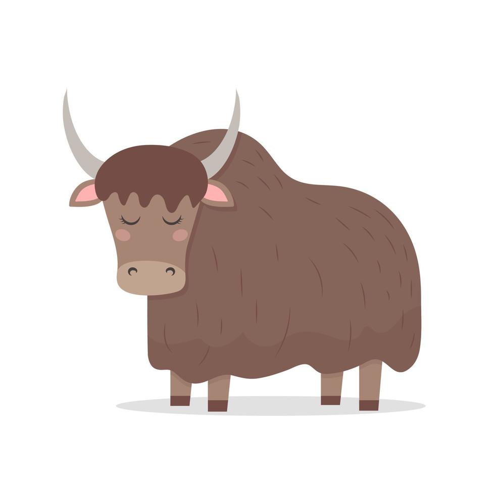 Cute yak, childish illustration. For poster, greeting card vector