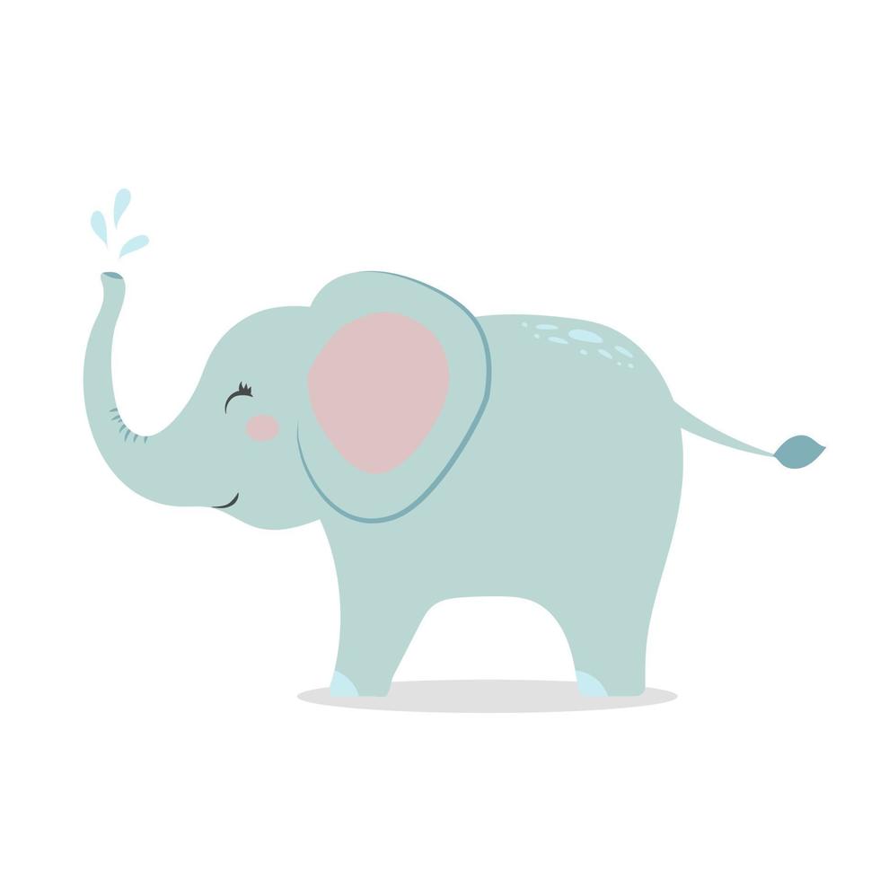 Cute elephant, vector children's illustration, in a flat style.