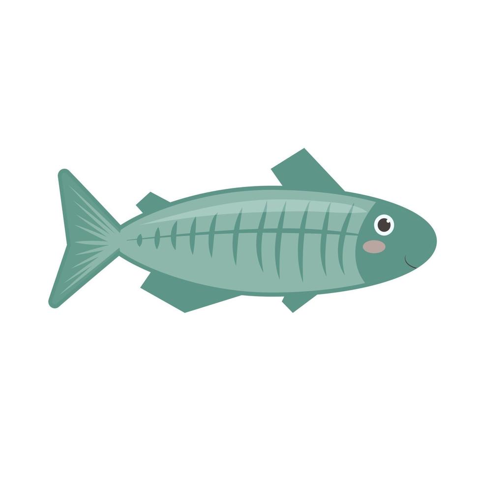 illustration of cute cartoon x-ray fish. vector