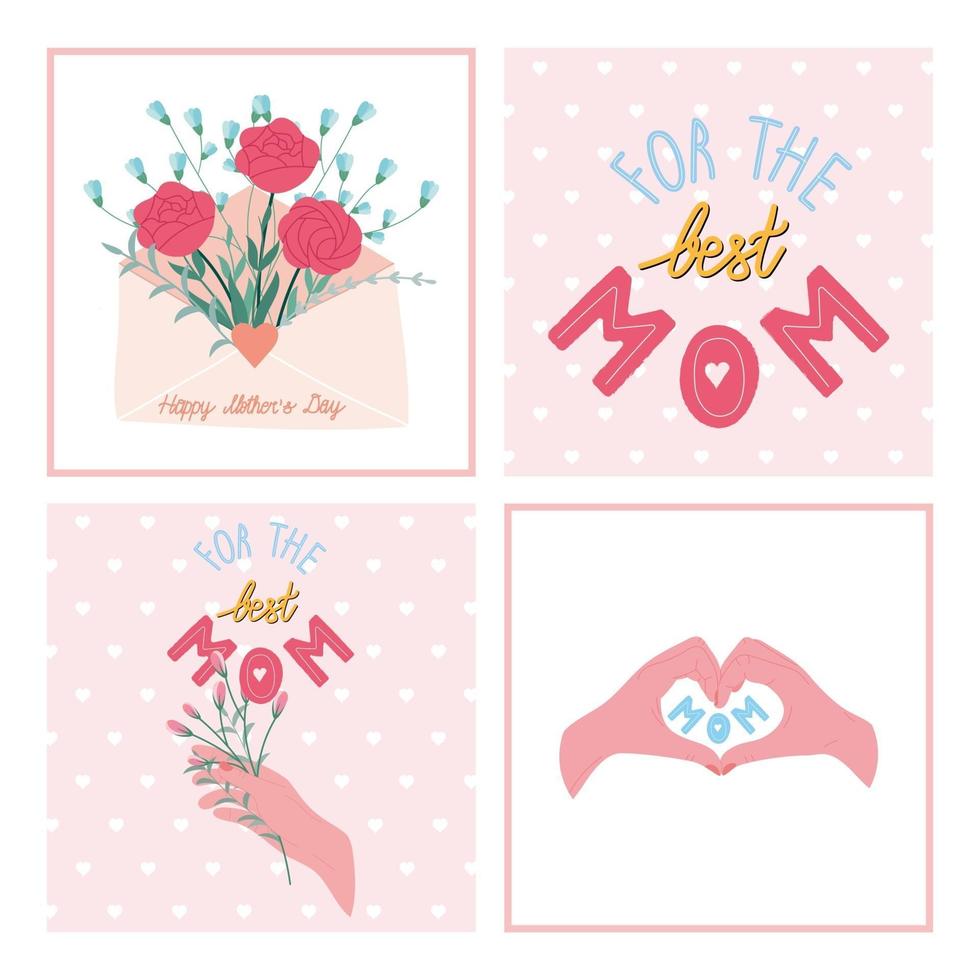 Mother's Day greeting cards set vector