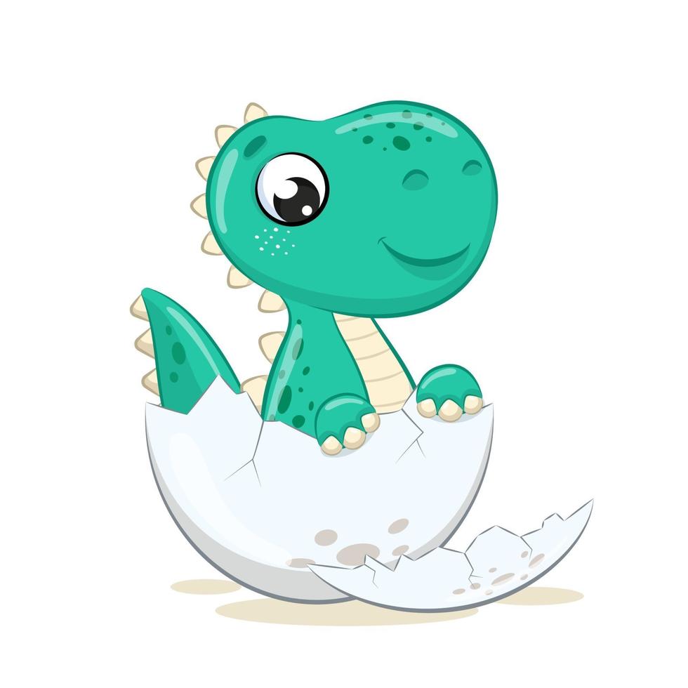 Cute baby dinosaur illustration. Vector cartoon illustration.