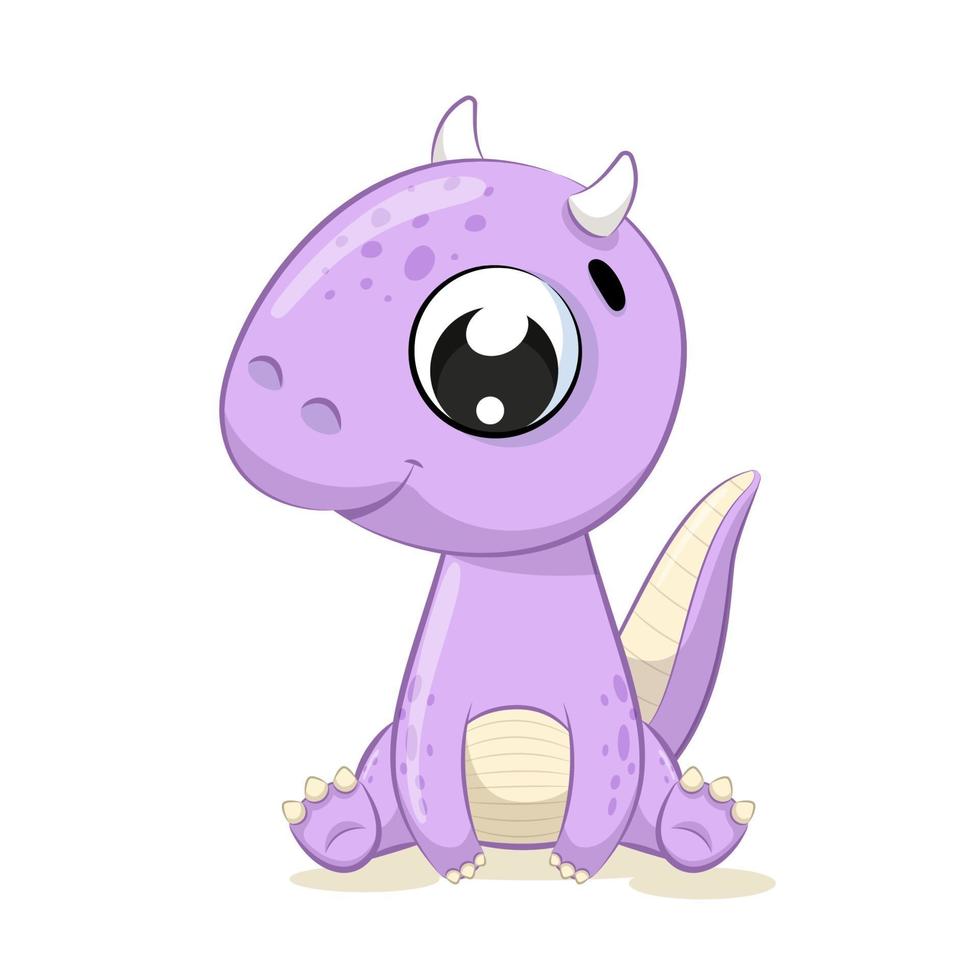 Cute baby dinosaur illustration. Vector cartoon illustration.