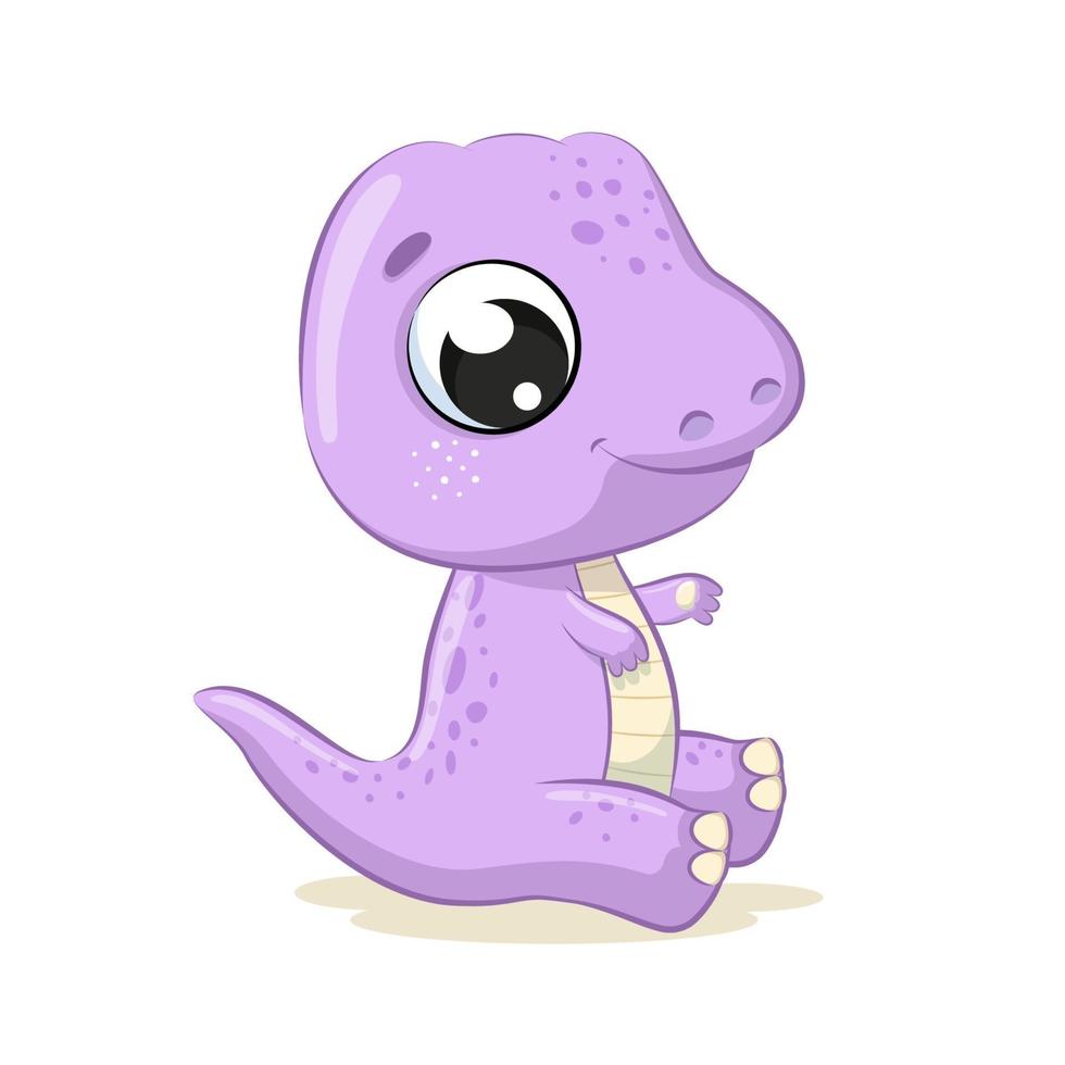 Cute baby dinosaur illustration. Vector cartoon illustration.