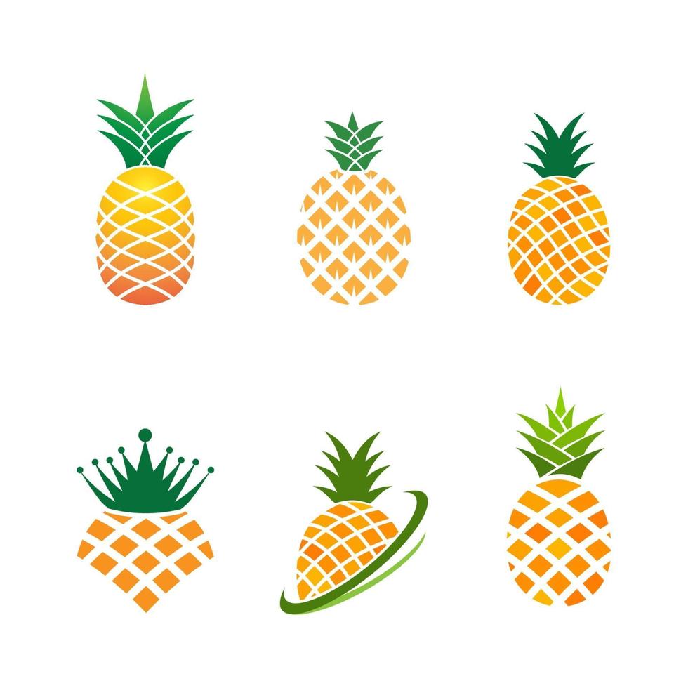 Ilustración de vector de plantilla de icono de fruta de piña