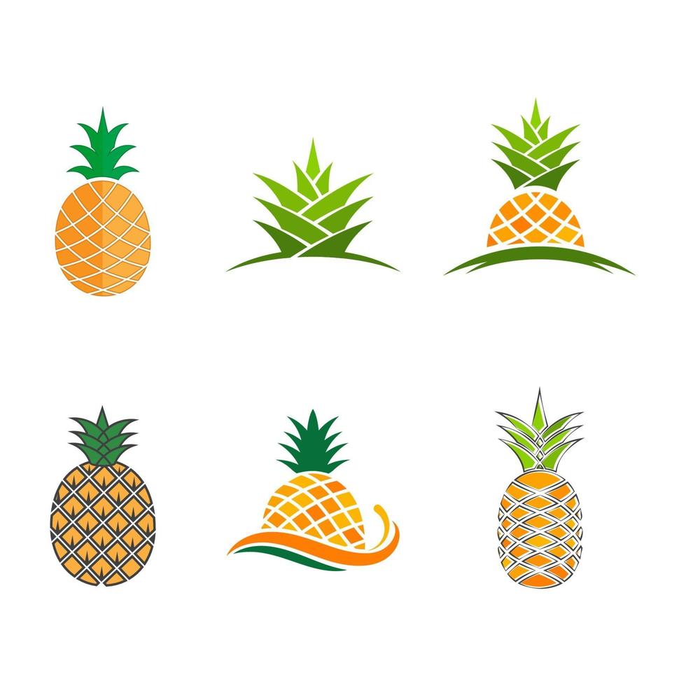 Ilustración de vector de plantilla de icono de fruta de piña