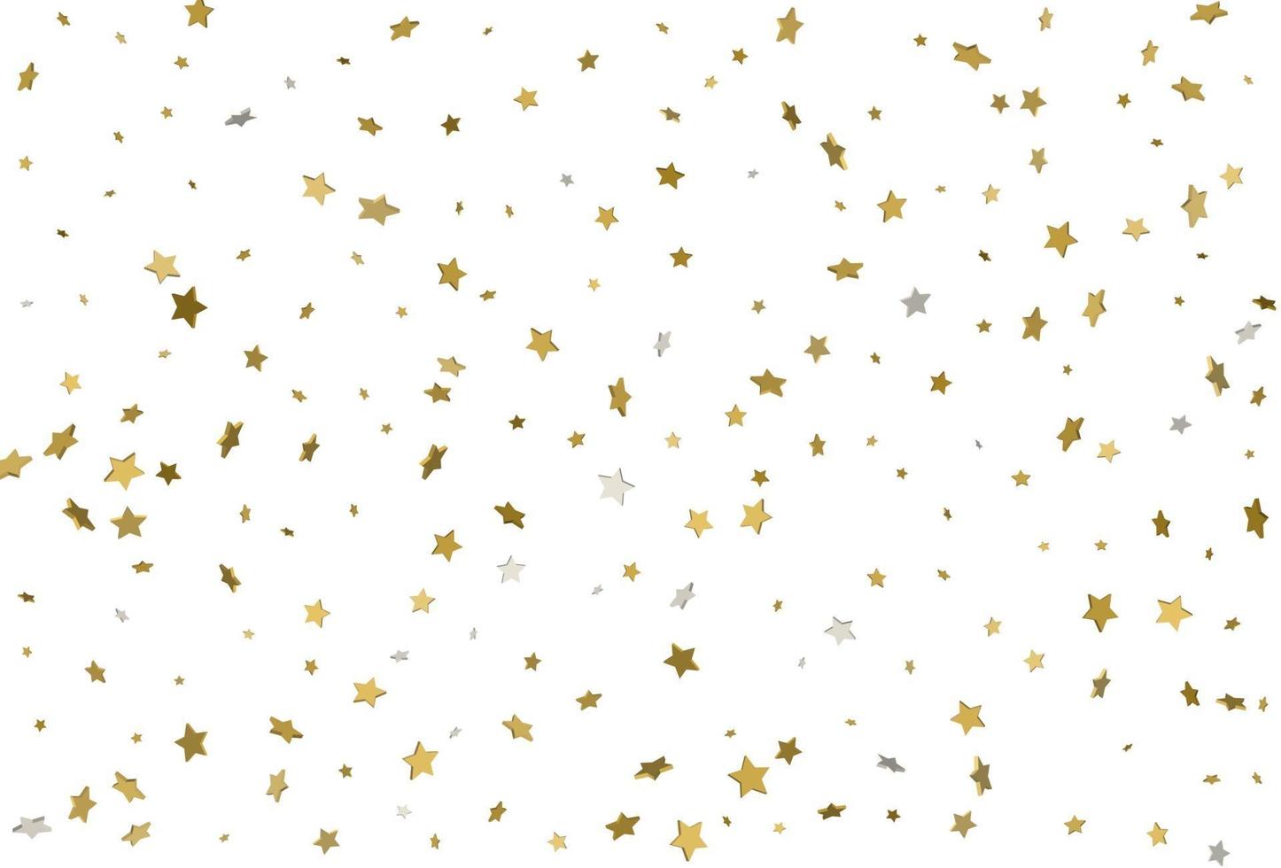 Light gold glitter confetti background. 3d stars. vector