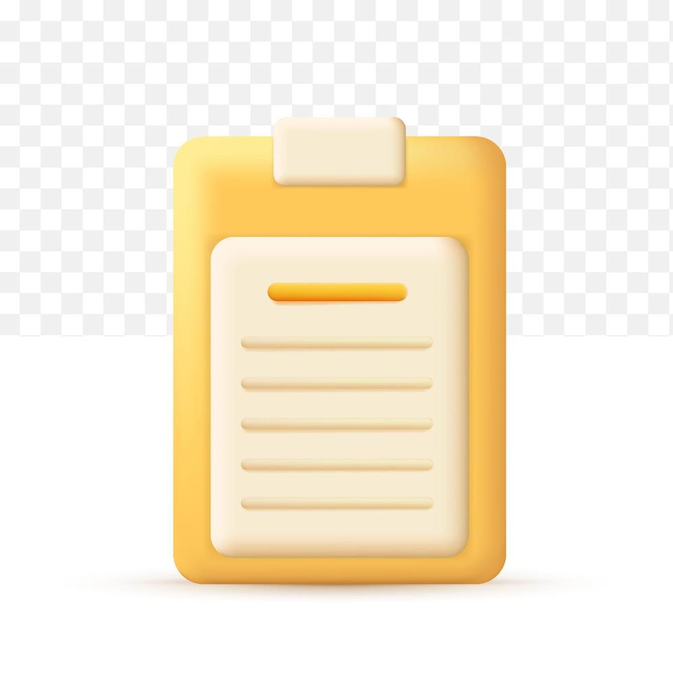 Documentos icono de tablero de papel pn. icono de negocio. Ilustración vectorial 3d vector