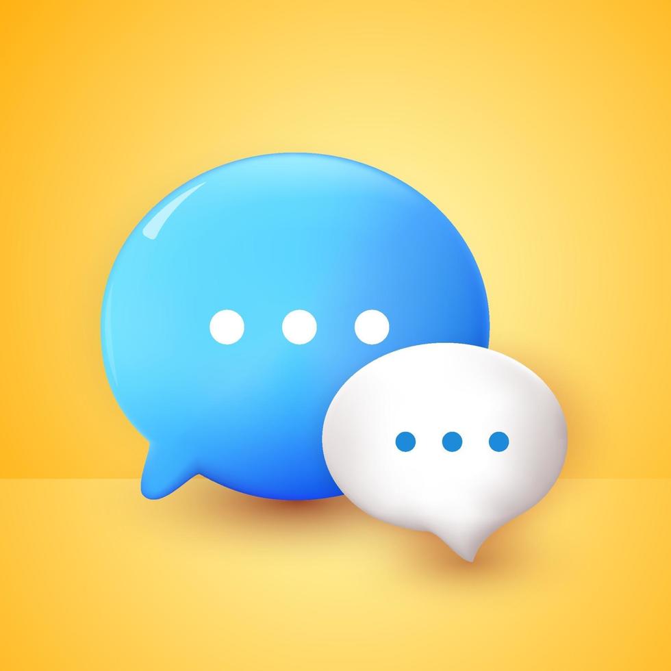 blue chat bubbles 3d on yellow background vector