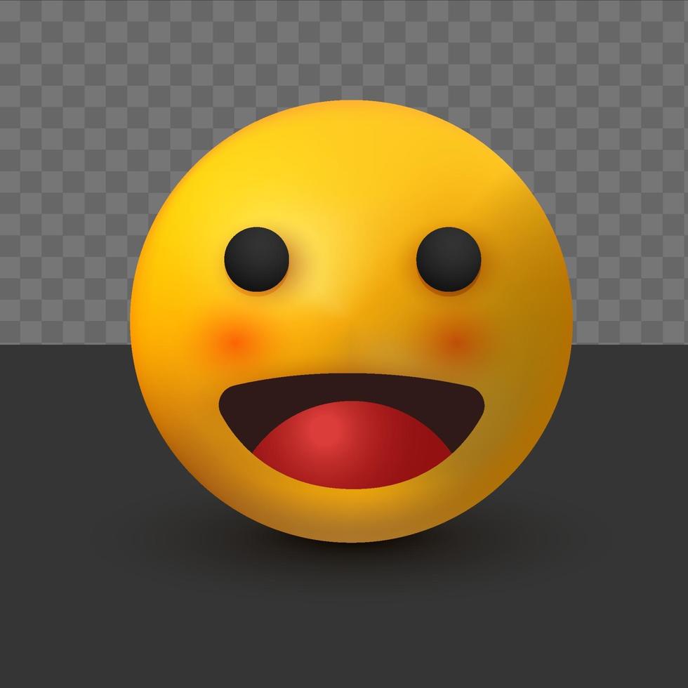 emoji de sonrisa abierta 3d de emoticon de reacción de redes sociales vector