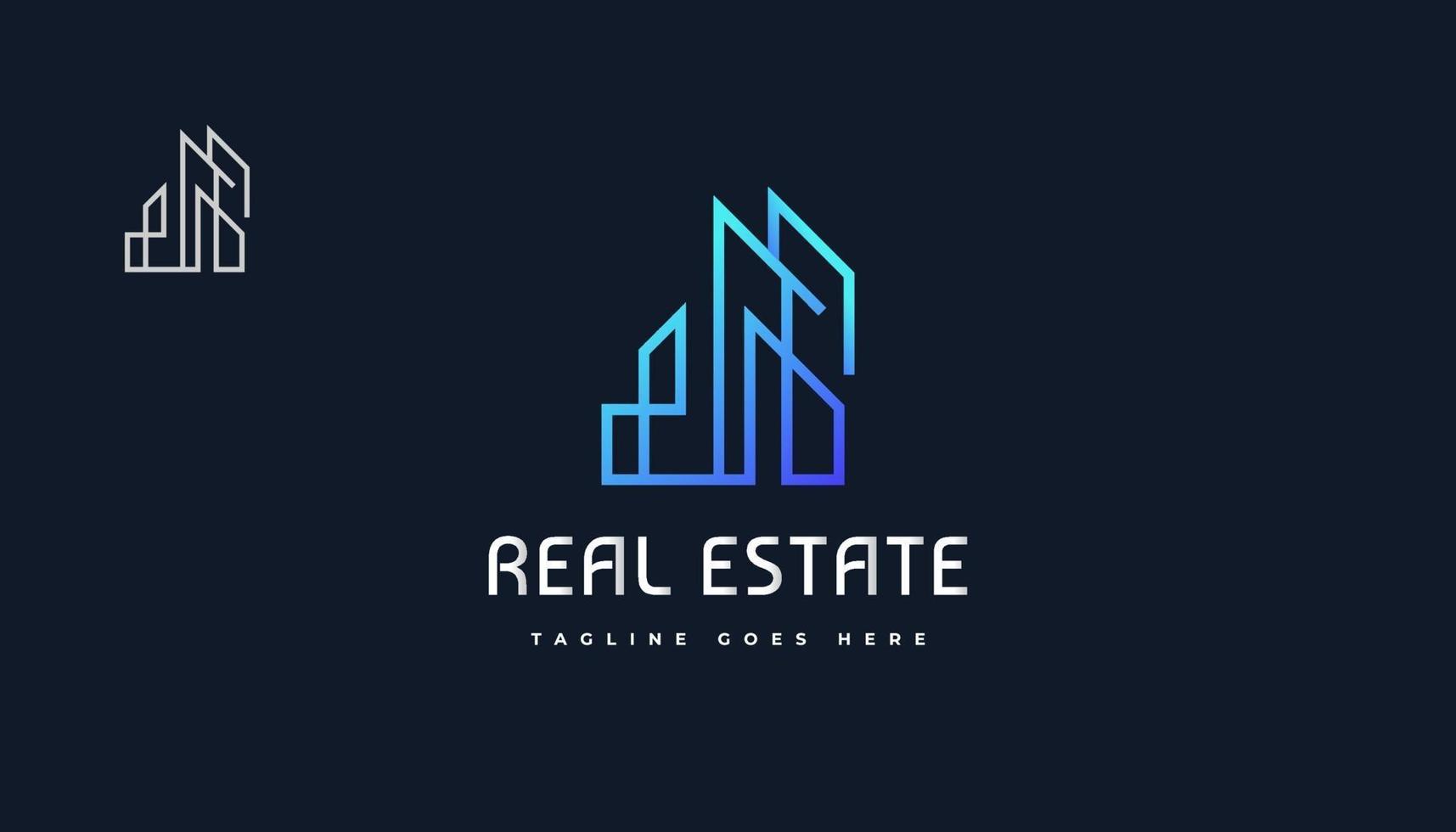 Blue Abstract and Futuristic Real Estate Logo Design with Line Style vector