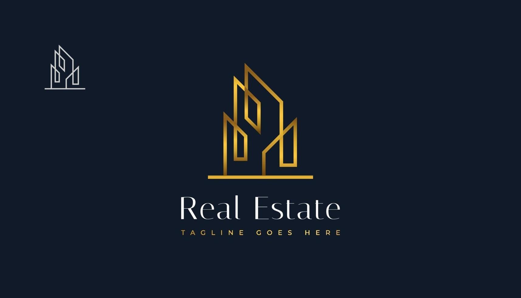 Luxury Gold Real Estate Logo Design with Line Style vector