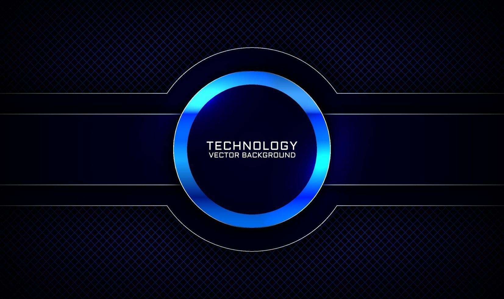 Abstract 3D navy blue technology background with circle metal effect vector