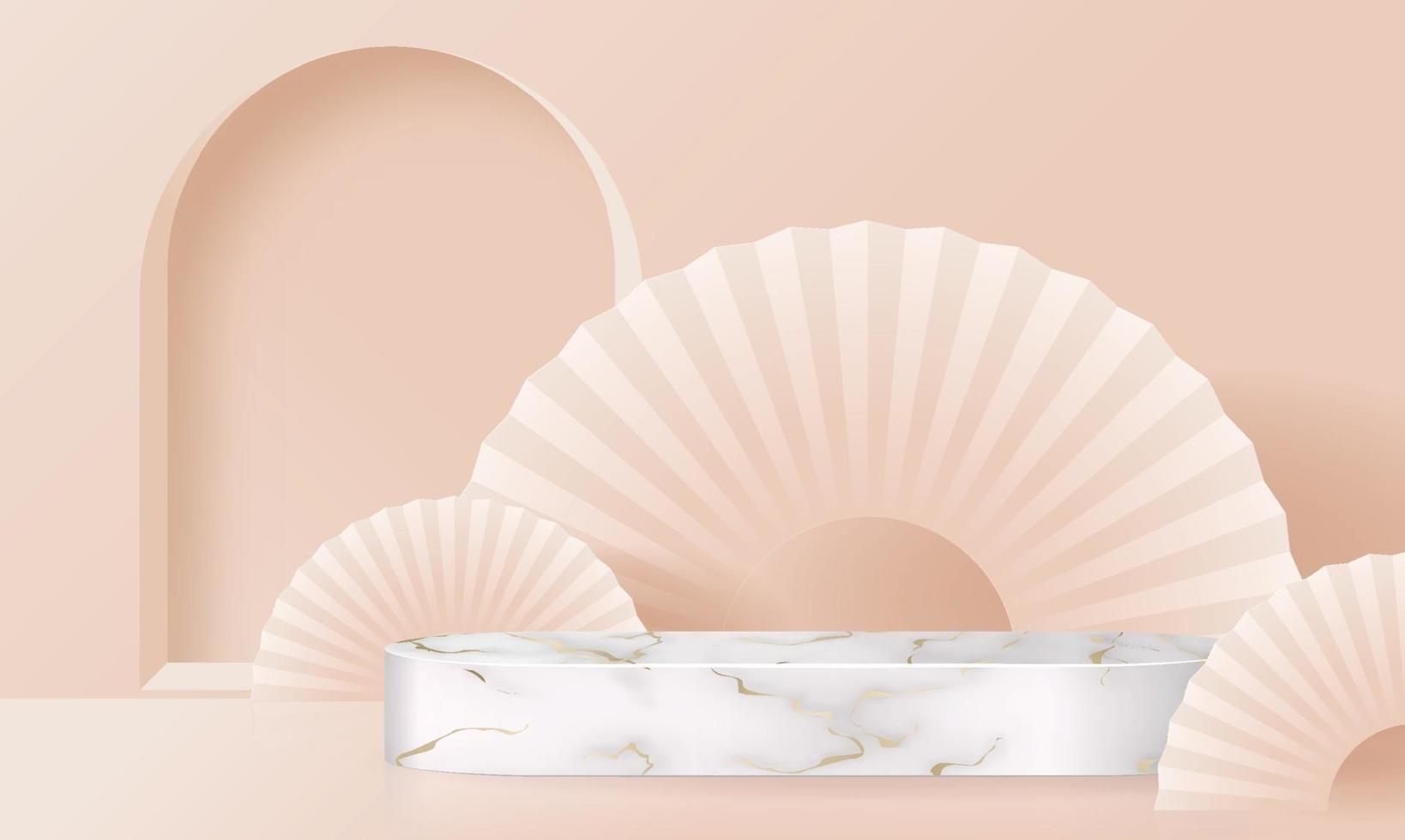 3d Background products marble podium with Eucalyptus leaves vector