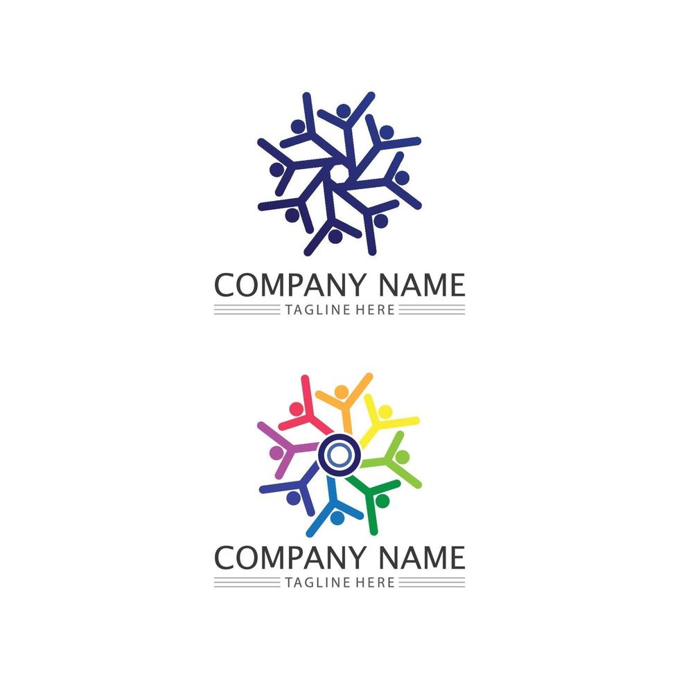 logo de personas y vector icono de familia logo de éxito comunidad