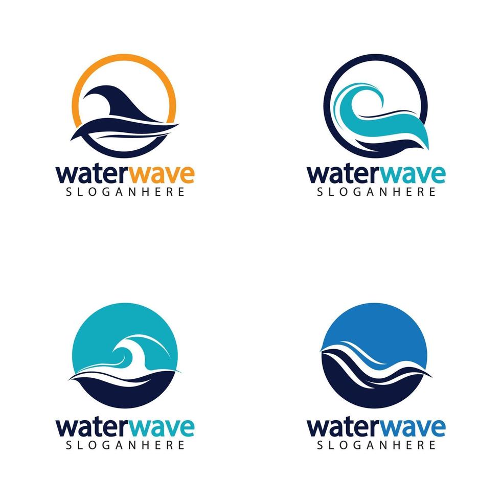 water wave logo design template vector