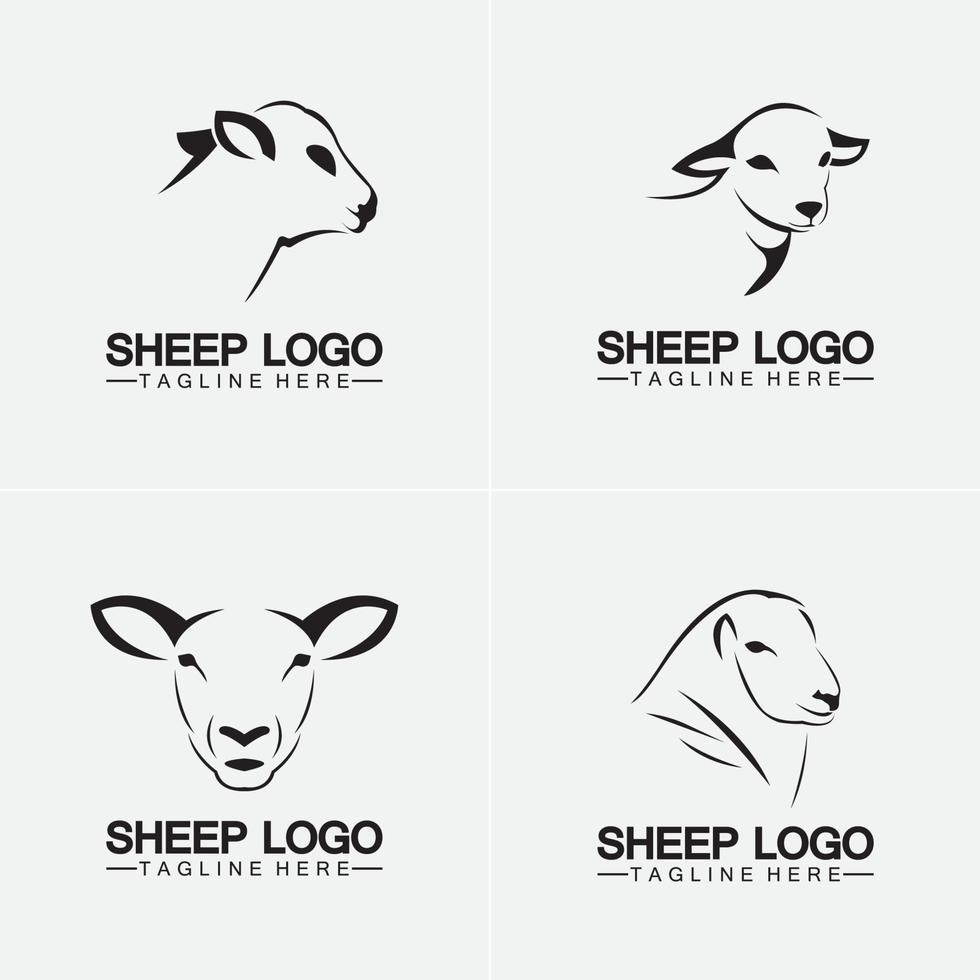 Plantilla de diseño de ilustración de icono de vector de logotipo de cabeza de oveja