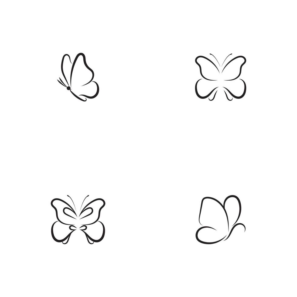 Ilustración de vector de plantilla de diseño de logotipo simple conceptual de mariposa