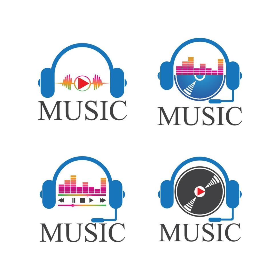 plantilla de ilustración de diseño de vector de icono de logotipo de música