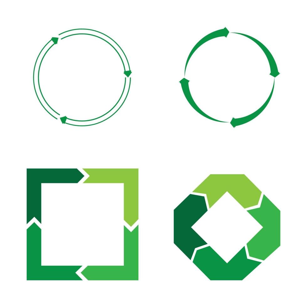 flecha verde reciclar logo vector icono plantilla