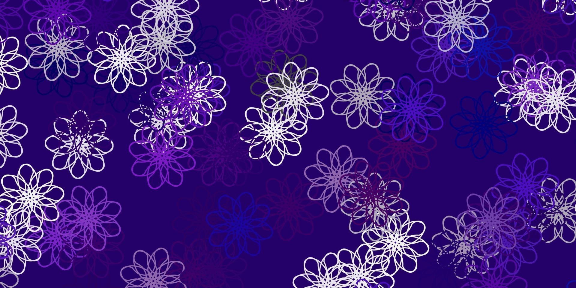 plantilla de doodle de vector púrpura claro con flores.