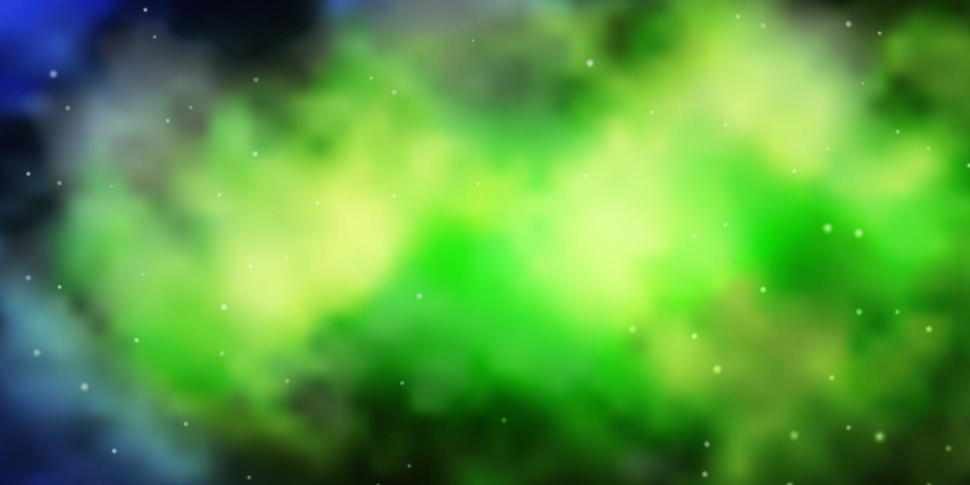 Light Blue, Green vector background with small and big stars.