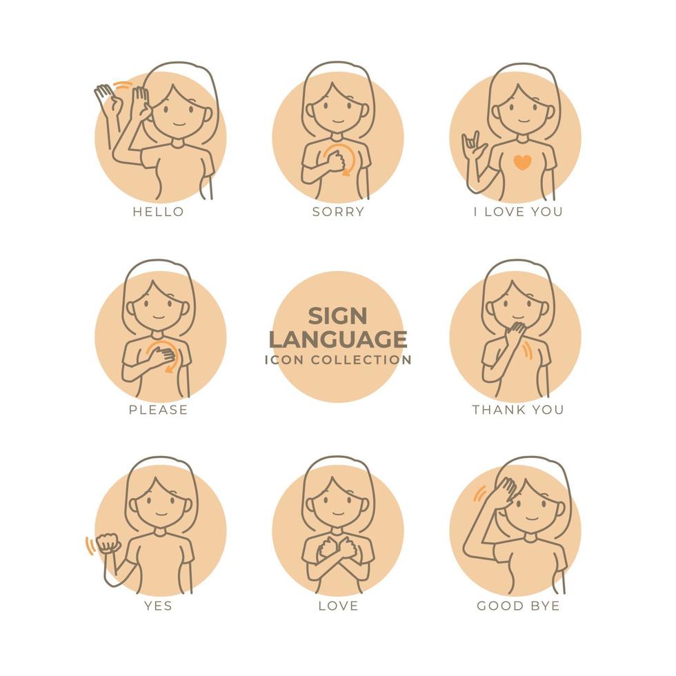 Sign Language Gestures Collection vector