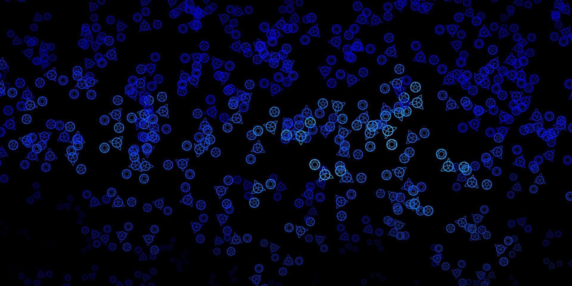 Dark BLUE vector template with esoteric signs.